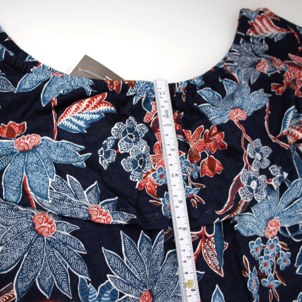 J Jill Love Linen Floral Ruffle Top Womens SIZE Petite Large Blouse - Picture 7 of 8